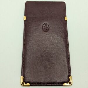 Brown Leather Card Holder with Gold Accents